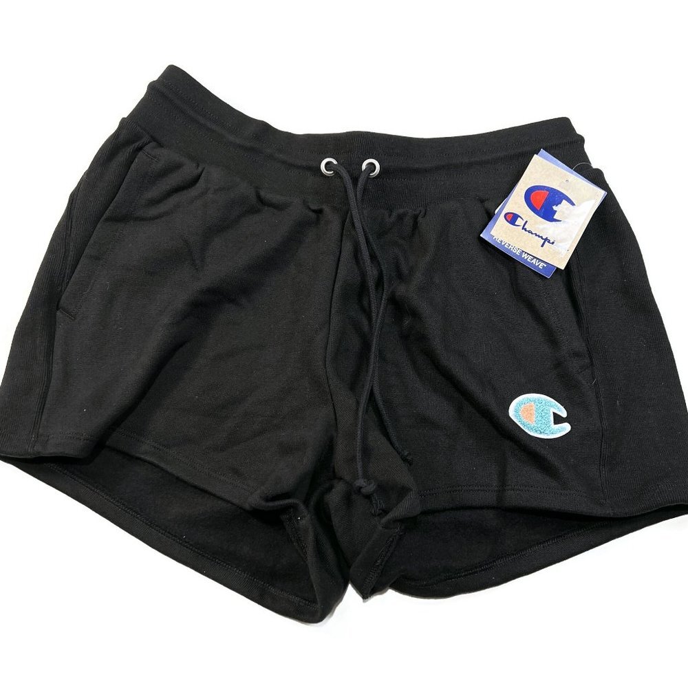 Champion Reverse Weave Shorts‎ Womens Large / Medium Black NWT Running High Rise